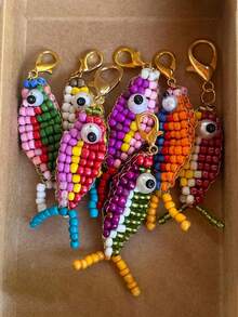 1PC Colorful Lucky Fish Bag Accessory Exquisite Handmade Beaded Embroidery Diy Koi Fish Keychain Unique Niche Necklace Pendant Gift - Multicolor - View 6
