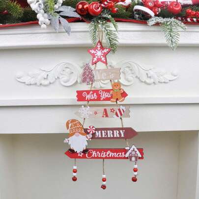 1个木质圣诞标牌，适合悬挂在圣诞树上，也可用于圣诞派对、前门、墙壁、房间装饰、冬季圣诞装饰和圣诞礼物。