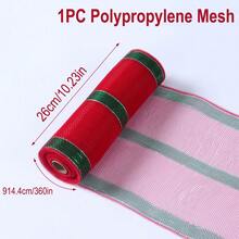 1/4 rouleau de maille de Noël, ruban de maille métallique de Noël, ruban d'arbre de Noël, ruban tulle rouge et vert, rouleau de ruban de maille en polypropylène, couronnes d'hiver, emballage cadeau DIY, décoration d'arbre de Noël DIY, guirlande, escalier, table à manger, cheminée, décoration de fond de table de fête de Noël, 2025 cadeaux - Rayures rouges vertes blanches - Voir 12