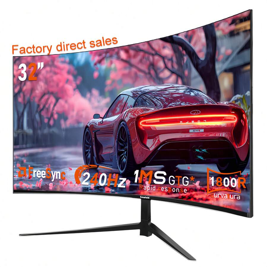 GAWFOLK 32-Inch Curved Gaming Display Screen, 32-Inch Computer Monitor With A High Refresh Rate Of 240HZ, And 24.5-Inch Display Screen Equipped With Built-In Speakers. These Displays Are Versatile And Suitable For Daily Office Work, Home Use, And Gaming. They Also Make Excellent Gifts For Festivals And Special Occasions. - Phích cắm loại C của EU (220-240V) - Xem 1