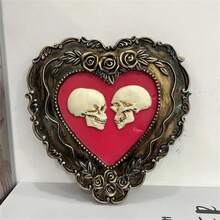 1 Piece Gothic Skull Statue With Ornate Gold Frame - Heart Shaped Resin Decorations For Home, Bar And Cabinet Displays, Halloween, Valentine's Day, Christmas - No Power Required, Intricate Carving And Rose Pattern, Bar Decor | Gothic Aesthetic | Resin Sculpture, Gothic Home Decor Halloween Decor Room Decor Fall Decor Autumn Decor - Multicolor - View 8