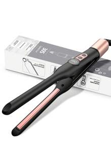 UKLISS Plancha alisadora mini, voltage doble de 110-240V, adecuada para flequillo y cabello corto - sin batería requerida, alisadora, diseño de mango suave, estructura duradera (diseño minimalista negro y dorado)