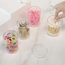 1 Pack Acrylic Qtip Holder Dispenser,Bathroom Canisters Apothecary Jar Set, Vanity Makeup Storage Organizer Set, 12 Oz - 10oz One With Gap 4p - View 6