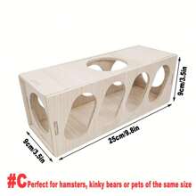 1pc Wooden Hamster, Gerbil, Golden Hamster Toy House, Hideout Tunnel, Climbing Game House, Suitable For Small Animal Villa Stairs - Multicolor - View 18