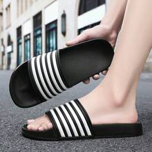 2025 Spring/Summer New Men's Soft Sole Slippers: Size 47 (Plus Size), Size 36 (Small), Anti-Slip And Durable, Lightweight And Comfortable Indoor Slippers Size 48, 49 Outdoor Beach Slippers, Five-Stripe Sandals, Size 50 Slip-On Slippers - Black - View 7