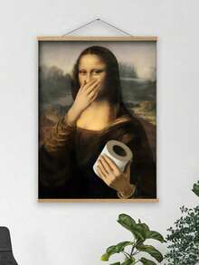 SURELIFE 1 tấm áp phích phòng tắm Mona Lisa vui nhộn - Nghệ thuật vải canvas cổ điển meme thú vị, không khung 29,97x39,88cm trang trí tường cho phòng vệ sinh & bồn cầu - nhiều màu - Xem 3