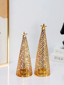 1pc Flower Design Candle Holder Gifts Birthday Graduation - Gold - View 6