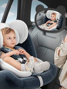 1pc Cute Bear Baby Car Seat Rear View Mirror, Seat Observation Mirror, Baby In-Car Rearview Mirror - Black - View 2