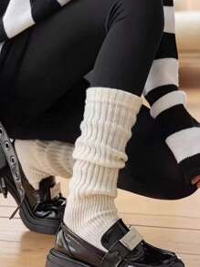1双女童加厚秋冬腿套，Y2K风格过膝长靴腿套，保暖舒适