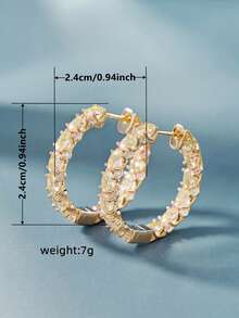 1 对漂亮方晶锆石环形耳环，适合女士结婚订婚周年派对珠宝情人节礼物 - 1# - 查看 9