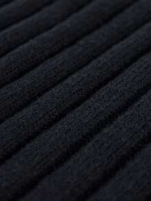 1pc Teen Boys' Simple Solid Color Comfortable Casual Outdoor Half-Placket Ribbed Knit Sweater, Thick For Autumn/Winter - Black - View 6