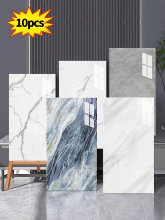 10/20/40pcs Imitation Tile Marble Wall Panels, Thickened Waterproof And Moisture-Proof Marble Wall Stickers, Home Wall Aluminum-Plastic Panel Decoration, Suitable For Living Room, Kitchen, Office, Bathroom Wall Decoration