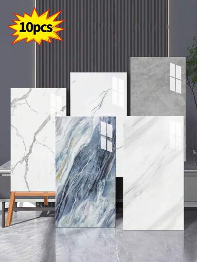 10/20/40pcs Imitation Tile Marble Wall Panels, Thickened Waterproof And Moisture-Proof Marble Wall Stickers, Home Wall Aluminum-Plastic Panel Decoration, Suitable For Living Room, Kitchen, Office, Bathroom Wall Decoration
