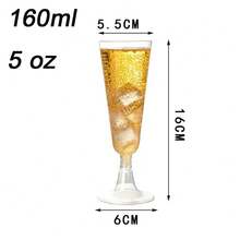 50 piezas Copas elegantes de plástico para fiesta de champán Transparente, ideales para fiestas y cualquier ocasión,Copa de cóctel, copa de vino tinto, copa de postre,diseño elegante - transparente - Ver 2