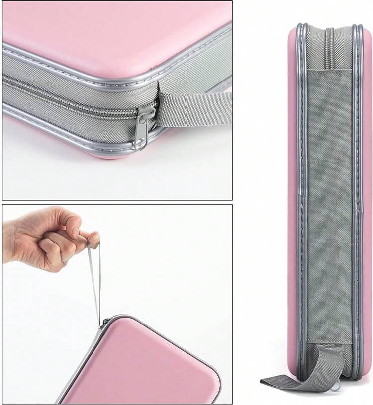 Alavisxf Xx CD Holder, 72 Capacity CD/DVD Case Holder Portable Wallet Storage Organizer Hard Plastic Protective Storage Holder For Car Travel(72 Capacity, Black 72) - Baby Pink - View 2