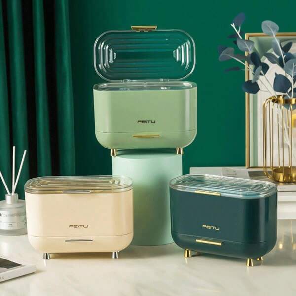 Caja de pañuelos con tapa abatible - Dispensador de toallas de papel de gran capacidad para el escritorio para la sala de estar / Contenedor de almacenamiento doméstico