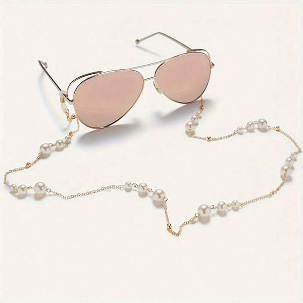1pc Personalized Luxury Large Pearl And Small Pearl Eye Mask Chains, Eye Mask Chains, Face Mask Straps, Sunglasses Necklaces, And Eye Mask Straps, School,Suitable For Vacation And Play (Excluding Glasses)