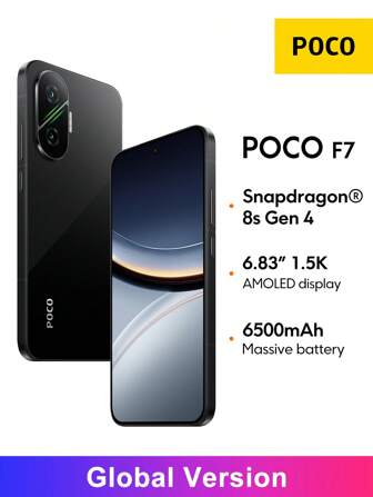 Xiaomi POCO F7 Smartphone 12GB + 256GB / 12GB + 512GB Global Version Flagship Snapdragon 8s Gen 4 Mobile Platform 6.83'' 1.5K Ultra-Bright Display 50MP Main Camera 6500mAh Battery 90W HyperCharge Up To 22.5W Reverse Charging Support NFC,Christmas Gifts For Children And Parents