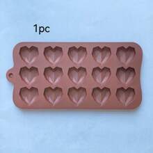 1pc 15-Cavity Heart Shaped Silicone Chocolate Mold, Heart Candy Cookie Mold