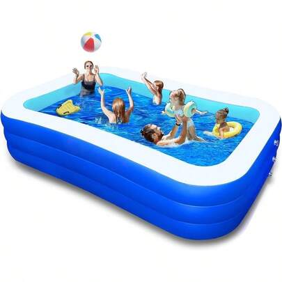 Inflatable Pool For And Adults 118" X 68" X 22" Oversized Thickened Family Swimming Pool For Toddlers Outdoor Garden Backyard Summer Water Party