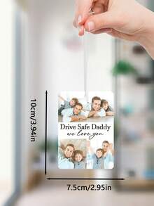 1pc Personalized Father's Day Blessings Car Air Fresheners Hanging Scented Felt Cards For Car. Custom Air Rectangle Fresheners With Picture And Text ,Custom Photo Text Air Freshener For Car Wardrobe Bathroom Hanging Ornaments. - Multicolor - View 6