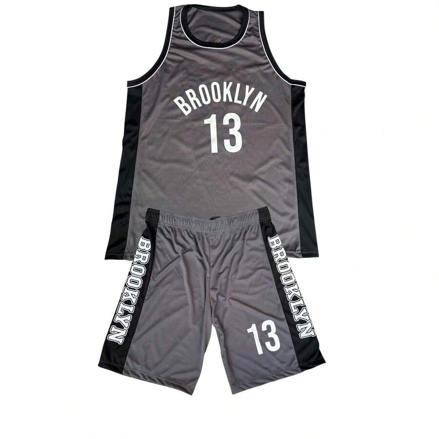 Men's Adult Sports Set: T-Shirt With Basketball Shorts - Grey - View 1