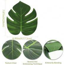 10/20/30/40/50/78pcs Artificial Palm Leaves, Large Leaf Placemats, Green Palm Leaves Party Decor, Tropical Tabletop Decor, Hawaiian Leaves Decor, Wild Animal Leaves Decor, Fake Plants - Green - View 3