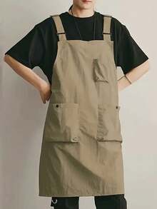 1 件日式纯色双面防水 3 口袋围裙，采用耐用透气尼龙面料制成，适用于家庭厨房、餐饮工作、花卉园艺工作围裙，非常适合母亲节、宰牲节、开斋节礼物 - 彩色 - 查看 13