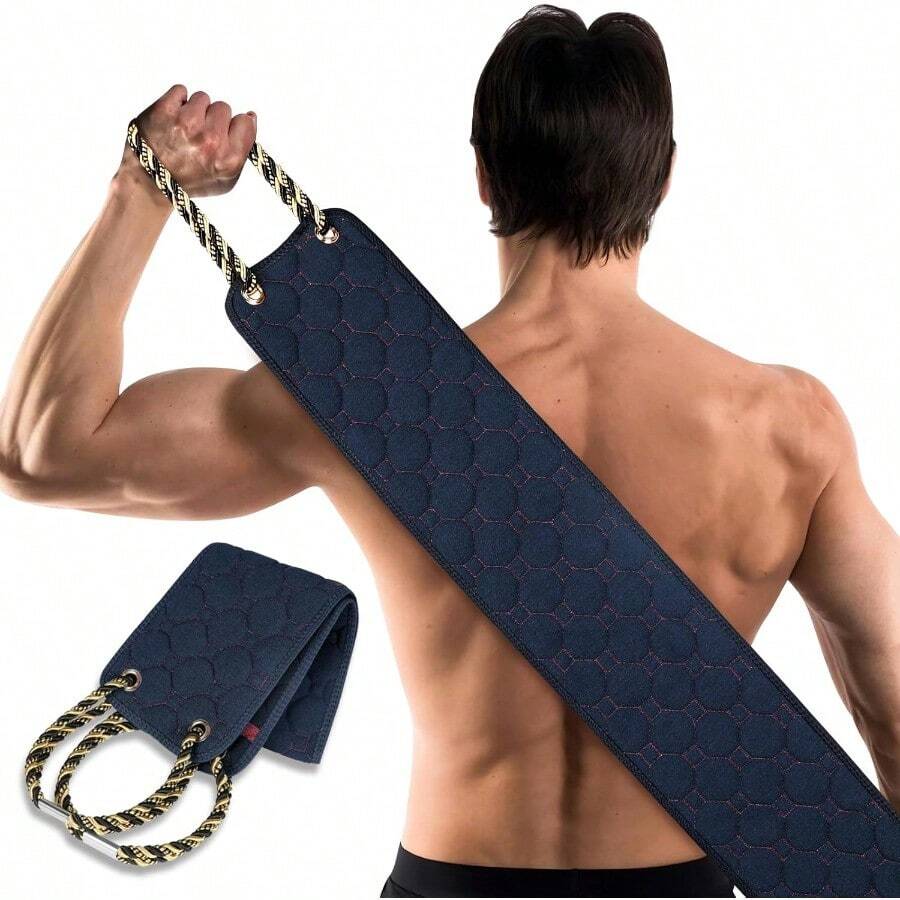 MExfoliating Back Scrubber With Handles 39 Inch DoubleSided Back Exfoliator Body Scrub Towel Exfoliating Washcloth Bath Tool For Use In Shower Back Washer To Deep Clean Your Skin For Men And Women5001 - Black - View 1