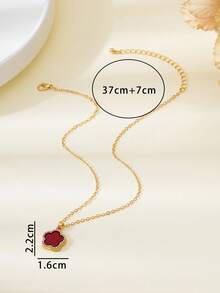 1 件水钻装饰红三叶草吊坠项链，适合女士的甜蜜派对/约会之夜礼物 - 紅色 - 查看 6