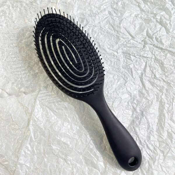 1pc Women's Hollow Comb Black Mosquito Coil Comb Hair Scalp Massage Hair Brush, Suitable For Wet And Dry Hair