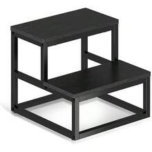 Taburetes de 2 Peldaños para Niños y Adultos, Banquito de 15.2 Pulgadas, Estructura de Metal, Capacidad De Cargaáxima 500Lbs, Bancos Escalón Infantiles - Negro - Ver 9