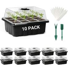 10 Packs/5 Packs Seed Starter Tray Seed Starter Kit With Humidity Dome (120 Cells Total Tray) Seed Starting Trays Plant Starter Kit And Base Mini Greenhouse Germination Kit For Seeds Growing Starting - Multicolor - View 2