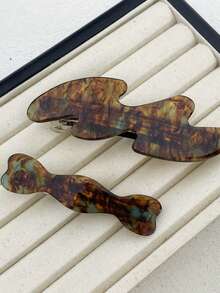 1 件女士波浪图案醋酸纤维发夹，简单百搭刘海夹，弹簧夹，适合工作通勤/旅行/派对/美容/餐饮/活动扎头发，花卉印花波西米亚风 ABS 塑料（ABS 树脂）发饰，爪夹，发夹，发夹，发夹，发夹，花朵发饰