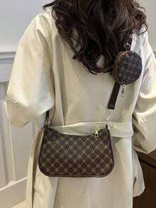 Bộ 2 túi đeo chéo họa tiết hình học phối màu thời trang - Nhiều màu - Xem 3