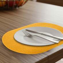 Set de 6 Manteles Individuales Antideslizantes y Reutilizables – Impermeables, Decorativos y Fáciles de Limpiar para Embellecer tu Mesa con Estilo - Amarillo / Net - Ver 8