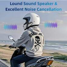 Kihous 1pc L8 Soft Tube Mic Motorcycle Wireless Motorcycle Helmet Headset Bluetooth Hands-Free Call Phone Motorcycle Waterproof Earphone Music Player Moto Helmet