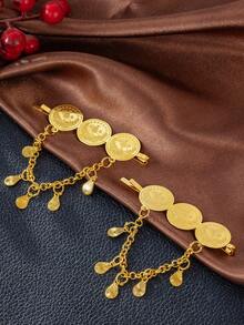 1 件复古金属链流苏发夹，中东风格刘海发夹，舞蹈，表演发饰 - 均碼 - 查看 4