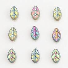 50 件/包 7*11 毫米中心孔小叶形电镀彩色玻璃珠，DIY 珠宝制作配件，适用于工艺品、鞋子、帽子、包包、钥匙扣、手机装饰、发夹 - 7*11mm小樹葉 - 查看 8