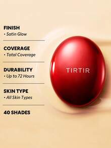 TIRTIR Red Cushioned Foundation Air Cushion, Lightweight Concealer Lasting Light Weight Semi-Matte 18g - 21C Cold Beige - View 6