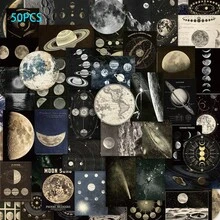 SCXXBSW 50pcs Cosmic Celestial Bodies Sticker DIY Decorative Luggage Guitar Notebook Waterproof Creative Fun Cartoon Stickers - Multicolor - View 9