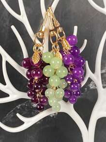 Harz transparente Perlen Trauben Anhänger, neue kreative Studentenrucksack Dekoration Schlüsselanhänger Geschenk, dekorative Accessoires Frucht Dekoration Tasche Kette Anhänger Tasche Verlängerungskette mit Kette Anhänger Amethyst Trauben Schutzabdeckung Anhänger, neue Ins kreative Studentenrucksack Dekoration Schlüsselanhänger Geschenk