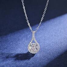 1pc Fashion Pure Silver S925 6.5mm Moissanite Pendant Necklace For Men, Suitable For Gifts, Dates, Birthday, Anniversary, Party, Wedding, Carnival, Valentine's Day, Music Festival, Graduation Season, Etc. - Silver - View 1