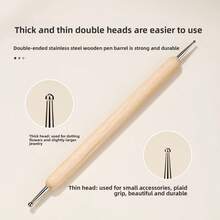 Double-Ended Point Point Pen Dot Drill Pen Nail Pen Nail Dot Flower Hook Edge Polka Dot Nail Art Special Tool - màu nâu - Xem 4