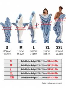 1pc Shark Blanket Hoodie Super Soft Cozy Warm Flannel Wearable Hoodie, One Size Larger Is More Comfortable, New Pattern Cartoon Animals Cute Funny Sleeping Bag Gift Home And Outdoor Travel Camping
