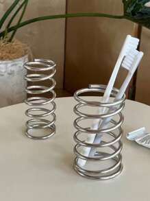 Modern Iron Toothbrush Holder - Round Design, Dust-Proof Makeup Brush And Pen Storage Box, No Electricity Required, Bathroom Accessories, Bathroom Accessories | Minimalistic Bathroom Accessories | Durable Toothbrush Holder, Toothbrush Holder Storage Box