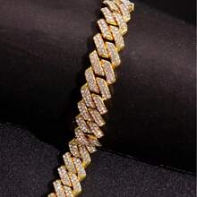 1pc Gold Metal Bracelet With Rhinestones, Men's Jewelry - Gold - View 6