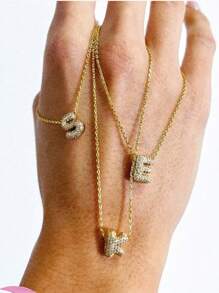 1pc Customized Simple Cubic Zirconia 3D Bubble Letter Name Necklace, Personalized Copper Initial MAMA Pendant Necklace, Fashionable, Minimalist, Simple, Casual, Vintage Customized, Unique Gift For Girlfriend, Mom, Family, Friend, Daughter, Anniversary, Valentine's Day, Mother's Day, Birthday, Graduation, Daily Wear, Wedding, Party