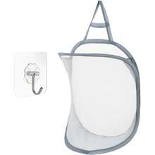 1pc Large Hanging Laundry Basket Storage Bag Foldable Organizer For Dirty Clothes Meshcloth Multi-Pocket Clothing Toy Storage Home - Multicolor - View 9