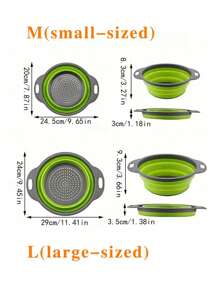 1 / 2 Pieces Green Plastic Folding Slider, Vegetable & Fruit Washing Basket, Drainage Tool, Filter Basket, Drainage Basket, Coater, Small & Large Sizes, Silicone Telescopic Coater With Handle For Kitchen/Home/Round Format, Kitchen Supplies, Kitchen Utensils, Kitchen Accessories,Camping Outdoor Use - Multicolor - View 7